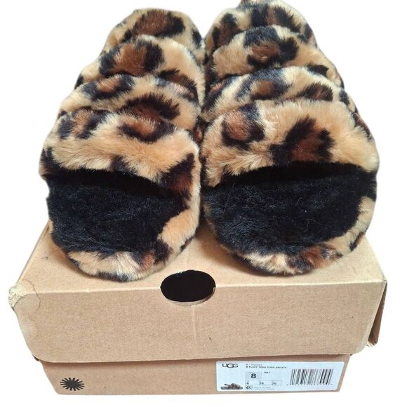 UGG Fluff Yeah Slide Spotty Sandals | Leopard Print | Size 8 | New in Box - Picture 3 of 8